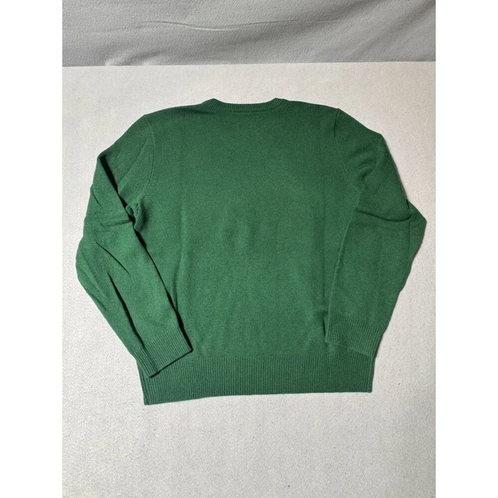 Polo Ralph Lauren Lambs Wool Sweater Men's L Green V Neck Pullover Pony Logo